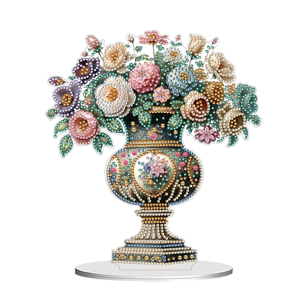 2D Flat Vase DIY Desktop Diamond Art Kits Special Shape Diamond Diamond Painting Desktop Ornaments Kit Bedroom Table Decoration