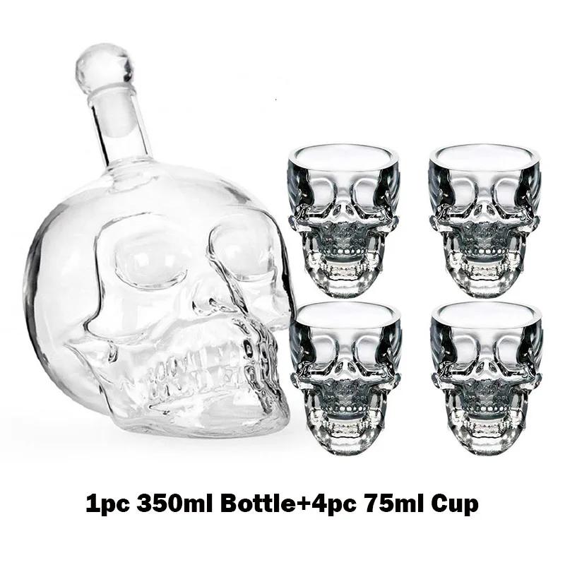 Skull Bottle Glass Cup Set Crystal Skull Decanter Glasses Shot Glass Mug Wine Vodka Bottles Transparent Whiskey Cocktail Barware 75ml cup