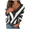 Modische Damen-Tunika-Bluse mit langen Ärmeln und V-Ausschnitt, gestreift, strickend, lässig