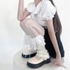 Womens Lolitas Knits Long Socks Lace Ruffle Flared Leg Warmers Harajuku Booties Socks Winter Warm Ankle Heap Socks