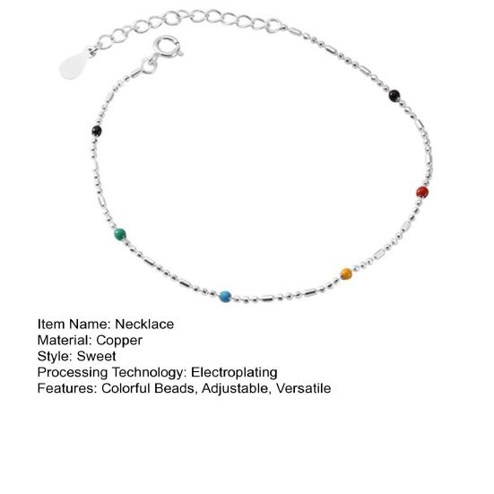 Women Necklace Multicolor Beads Adjustable Length Choker Necklace Versatile Layered Look Bracelet Weddings Parties Jewelry Accessories