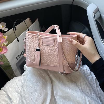 Rhombus Bag Chain Bucket Bag New Small Bag Women's Spring Versatile Premium Woven Shoulder Messenger Bag