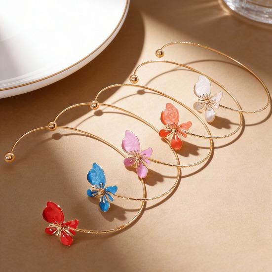 Flower Cuff Choker Enamel Flower Cuff Necklace Elegant Adjustable Wire Choker for Women Parties Holiday Beach Vacation Jewelry