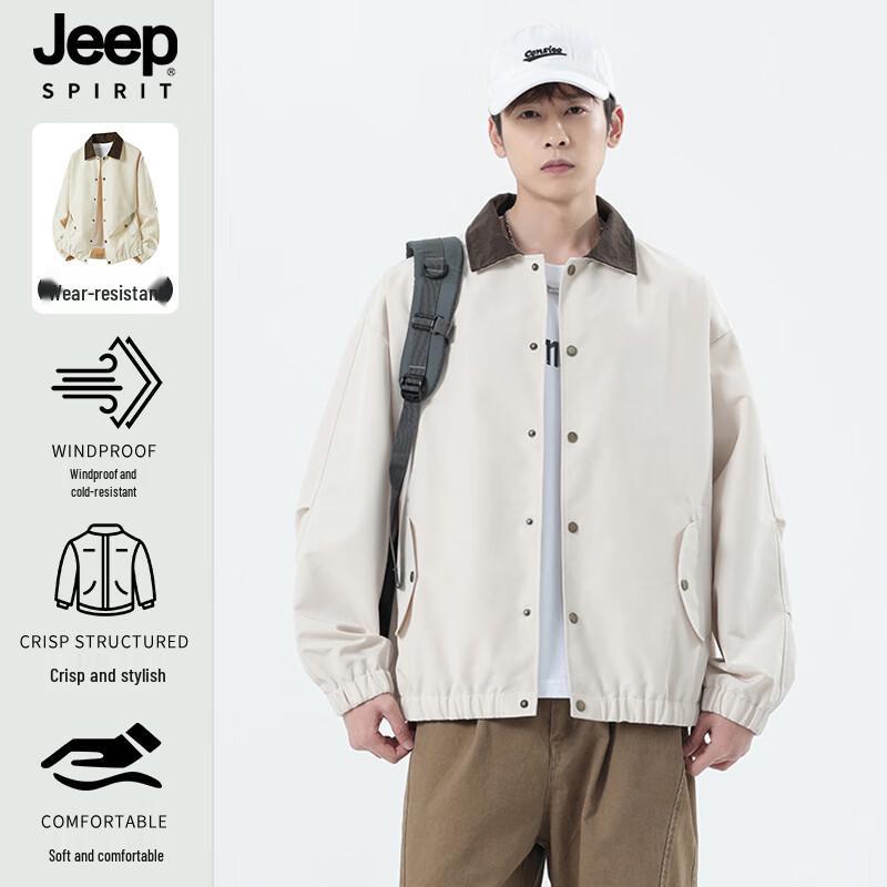 JEEP SPIRIT Men s Casual Color-block Lapel Jacket 3XL