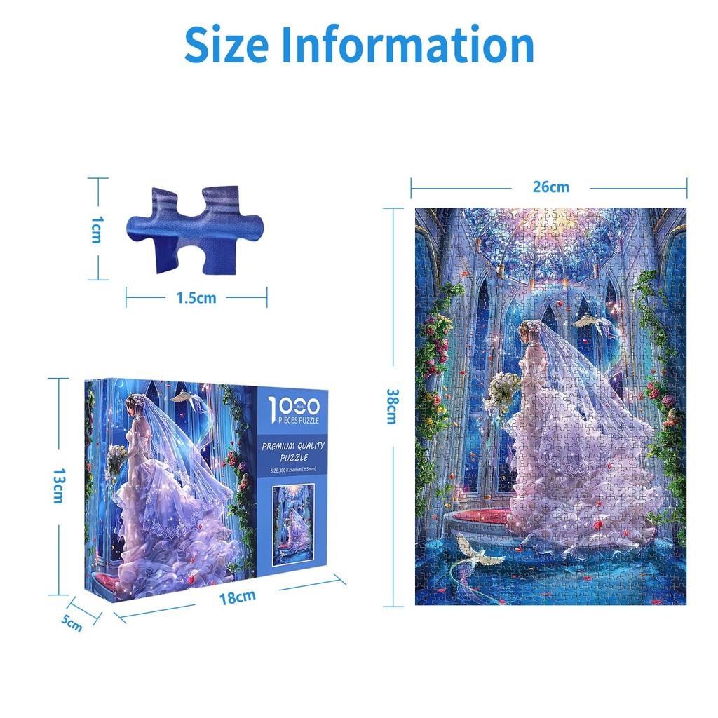 (26x38cm) CHengQiSM 1000-Piece Jigsaw Puzzle, Micro Piece, Bride Puzzle, 1000 Pieces, Painting, Stylish, Interior Decor, Gift