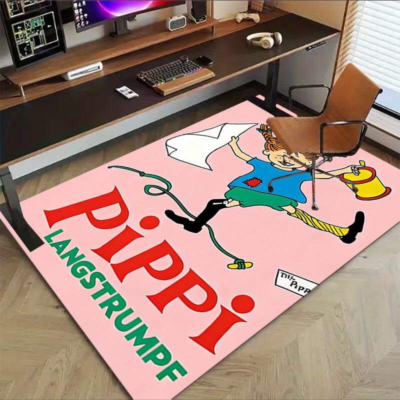 Pippi'S Adventures Pink Land Carpet For Playroom Bedroom Living Room Sofa Home Decorkids Game Area Rug Nonslip Floor Mat