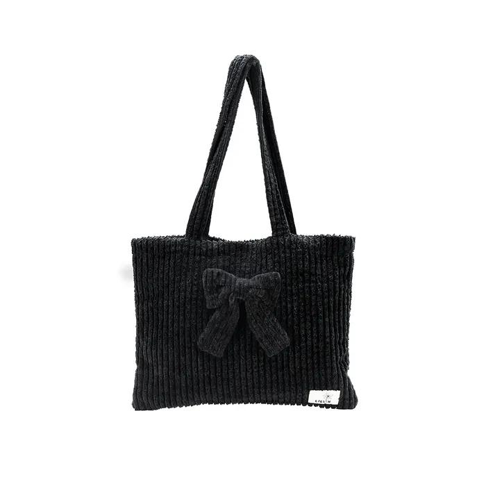 Lapin Corduroy Ribbon Eco Bag - Cordu Black