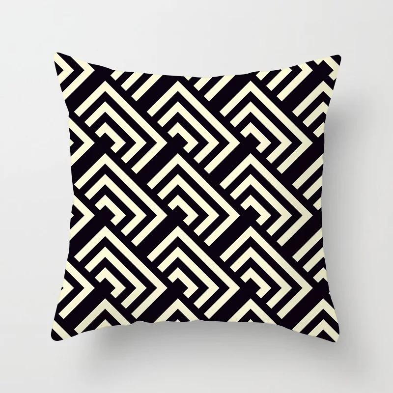 Office Living Room Home Pillowcase Car Ornaments Geometric Black and White Pattern Pillowcase