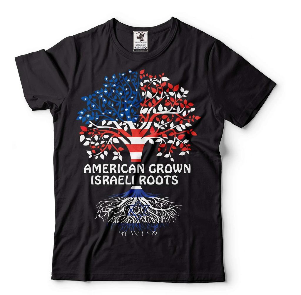Koszulka 'American Grown Israeli Roots' Koszulka America Israel Koszulka Patriotyczna USA Izrael
