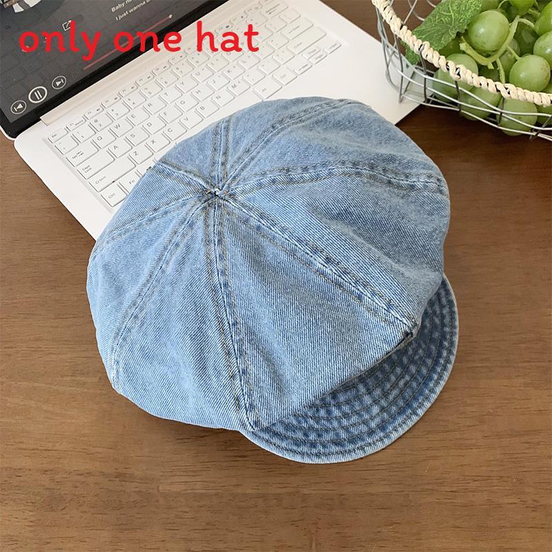 Classic Denim Newsboy Cap With Breathable Cotton For Casual And Office Wear