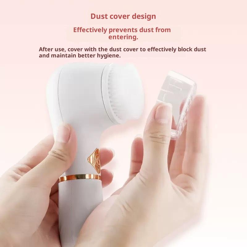 3 In 1 Electric Silicone Facial Brush Cleaner Vibration Rotating Massage Pore Cleansing Instrument Waterproof Beauty Tool