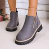 Damen Herbst-Winter Runde Spitze Chunky Absatz Kurze Martin Stiefel mit Seitenreißverschluss, Erhältlich in Großen Größen.