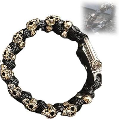 Cord Woven Bracelet Black Color Skull Bangle Stylish Paracord Bracelet
