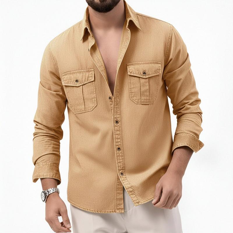 2026 Spring and Autumn Casual Solid Color Simple Shirt Men's Fashion Long Sleeve Jacket