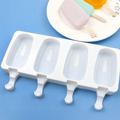2 Sets Silicone Popsicle Molds Creative Ice Cream Mold 4 Cavities Ice Pop Mold with 100pcs Wooden Sticks And 2pcs Lids