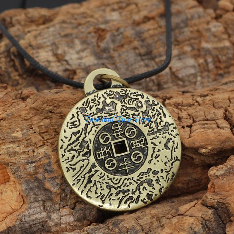 HX6F Bronze Amulet Charm Necklace Fashionable Neckchain Symbolic Collarbone Chain Adjustable Chokers Accessories for Women