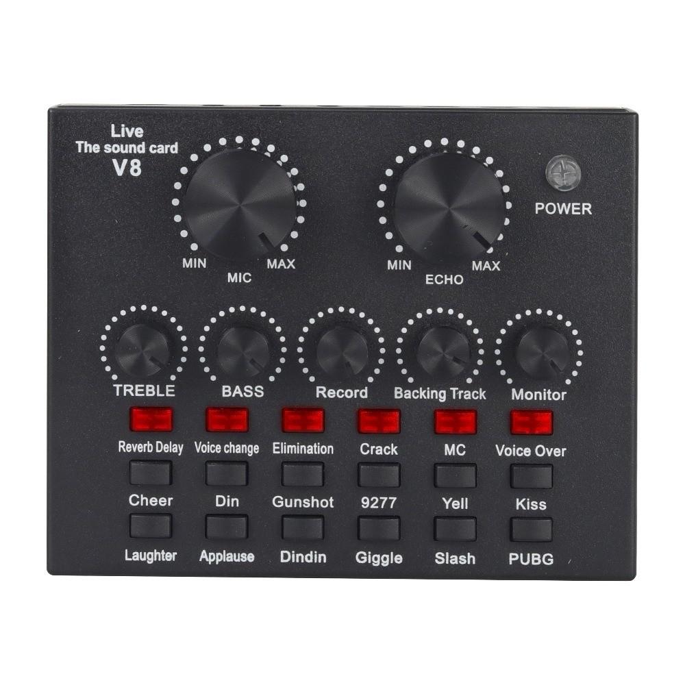 Studio Record V8 Sound Card Audio Mixer External Sound Card Convenient Mic Sound Card  PC Computer