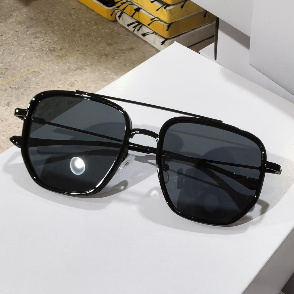 Trendy čtvercové sluneční brýle Módní Vintage Dvojitý můstek Ležérní sluneční brýle Dámské Stylové Nadrozměrné Značkový design Stínidla