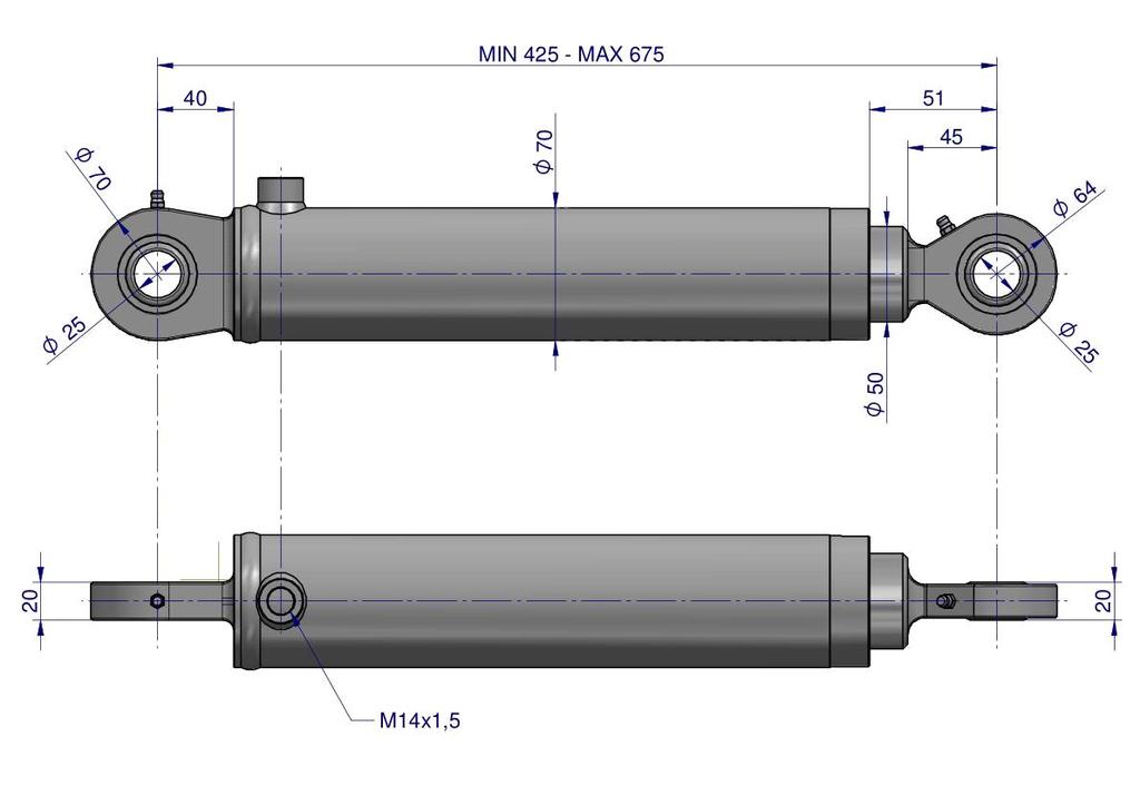 Cylinder Hydrauliczny - Siłownik Jednostronny Pomocniczy Do Zetor (Smn.50.250; 70118033; 701180451/Pl) Waryński