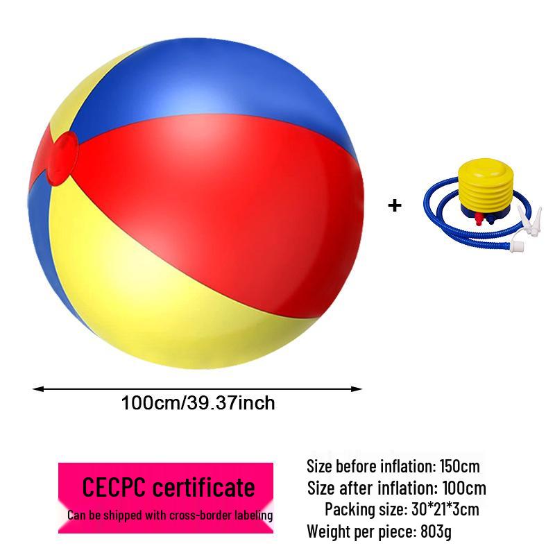 Parent-Child Giant Inflatable PVC Beach Ball - Thick, Colorful Three-Tone Design for Outdoor Fun
