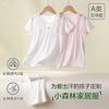 Girls' Sleepwear, Summer New Style, Children's Short Sleeved Home Clothes, Cropped Pants Set, Stylish and Sweet Lace Nightgown