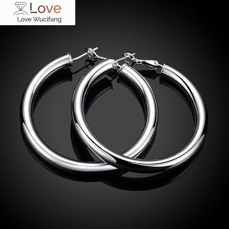 925 Stříbrné velké kruhové náušnice Dámské velké kruhové náušnice