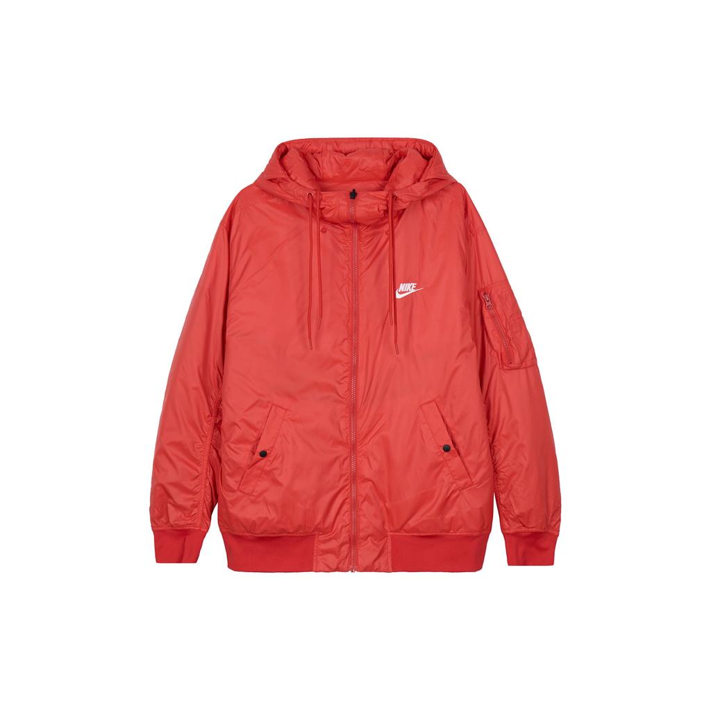 Nike Sportbekleidung Windrunner Einfarbig Markenlogo-Druck Wendbar Kapuzen-Baumwolljacke Herrenjacke Rot CJ4378-657
