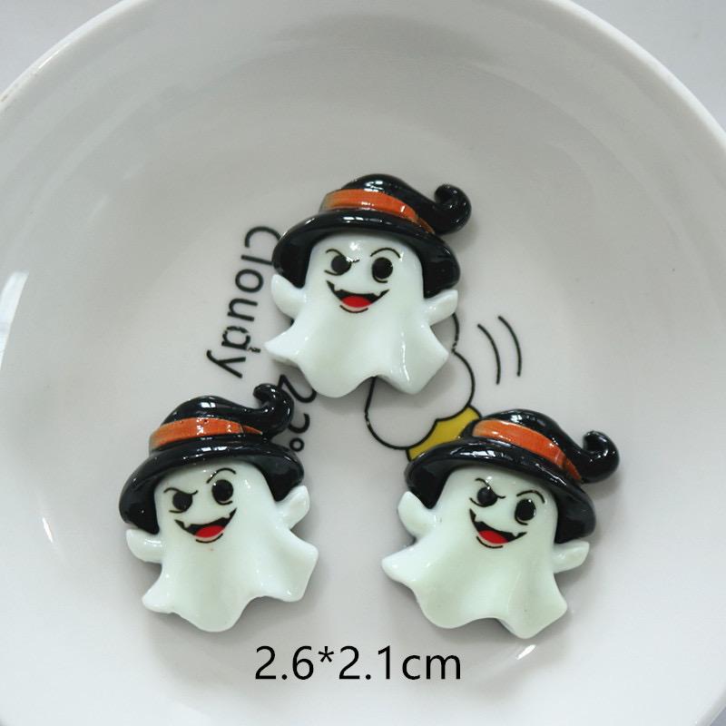 10Pcs Resin Colorful Kawaii Eye Bat Pumpkin owl Ghost Skull Figurines Flatback Stone DIY Bow Halloween Decor Scrapbook Crafts