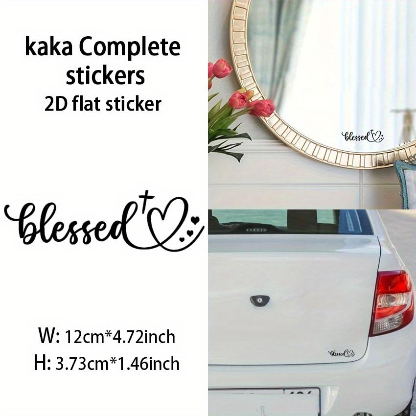 Funny Heart-Shaped Rearview Mirror Sticker - Black Religious Text Self-Adhesive Vinyl Decal, Suitable for Cars, Mugs.