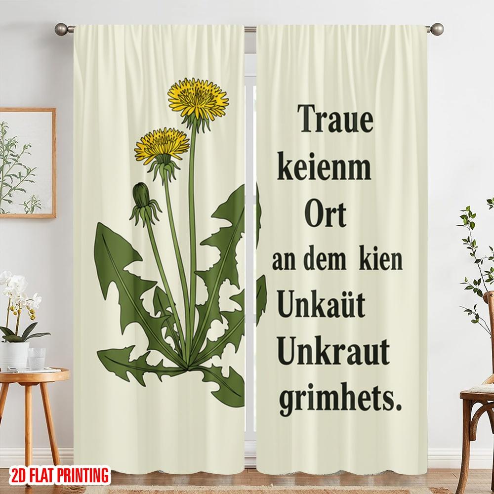 2pcs 2D Flat Printing Scene Curtain Trust No Place Weed Grows Polyester Without Electricity Festive Holiday Perfect for Holiday