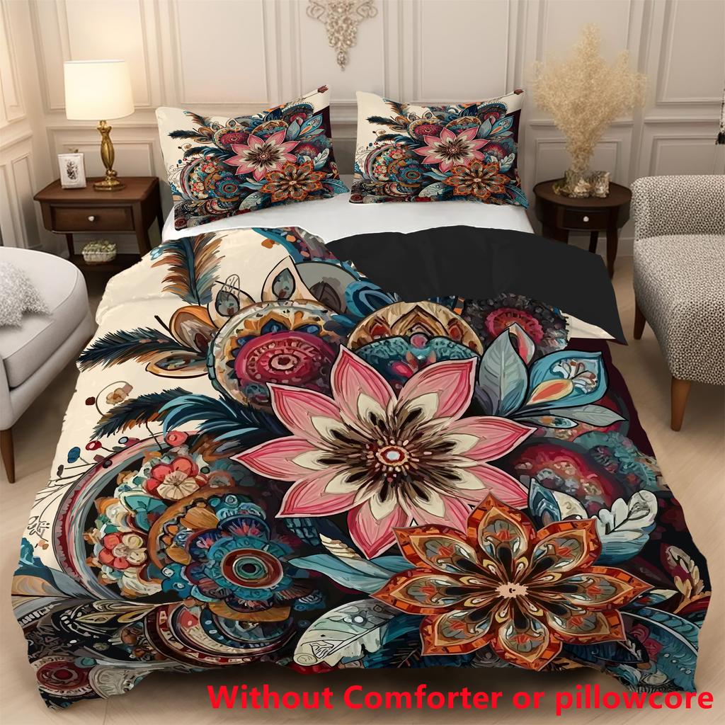 Bohemian Mandala Floral 3D Print Bedding Set Quilt Covers Vintage Flower Quilt Cover Polyester Comforter Cover And Pillow Cose