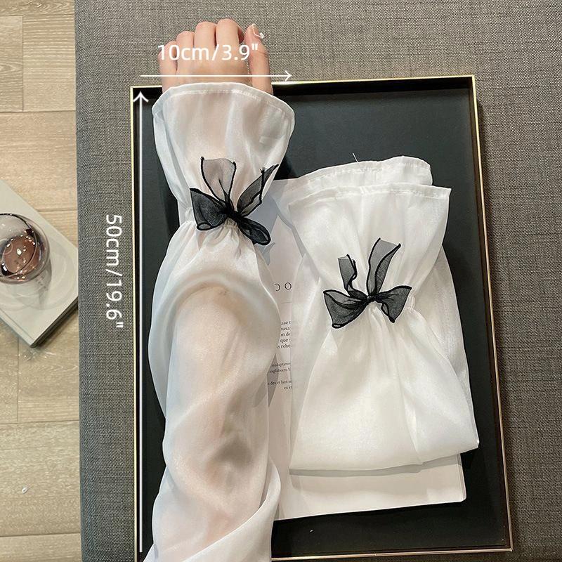 Sunscreen Bow Tie Arm Sleeves Women Ice Silk Plus Size Arm Protection Uv Protection Gloves Arm Sleeves Quick Dry Arm Warmer