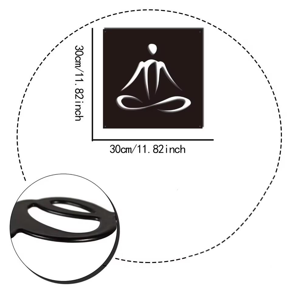 1 Stück Meditationswandkunst-Dekor, Meditierender Mann, Metall-Silhouette, Wanddekoration, schwarze Wandkunst, Metalldekor, Kinderzimmer-Schlafzimmer-Dekor