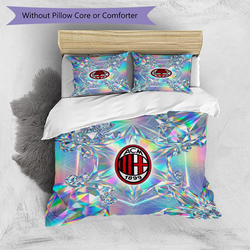 Set Lenzuola Stampa AC Milan 3 Pezzi Morbido Delicato sulla Pelle Lavabile Copripiumino e Federe Set Stagione Unica Camera da Letto