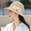 French Elegant Flower Pearl Knitted Fisherman's Hat Ladies Summer Fashion Face Small Shade Straw Hat Sun Hat
