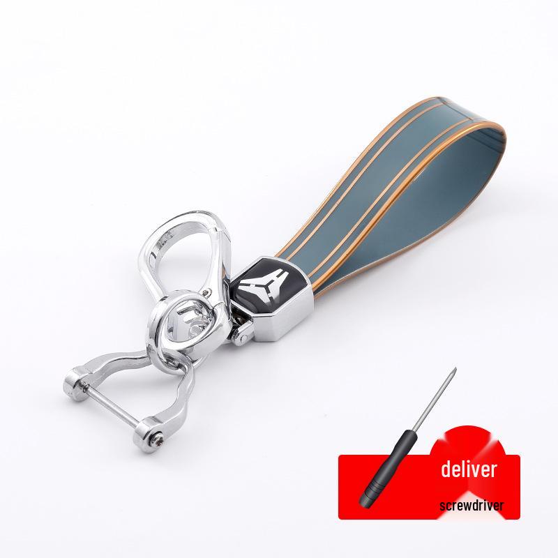 Rhinestone Circle Car Keychain with Gold Edge, Rope, Metal Keyring Pendant for Hyundai – Waist Hanging Household Hardware Buckle