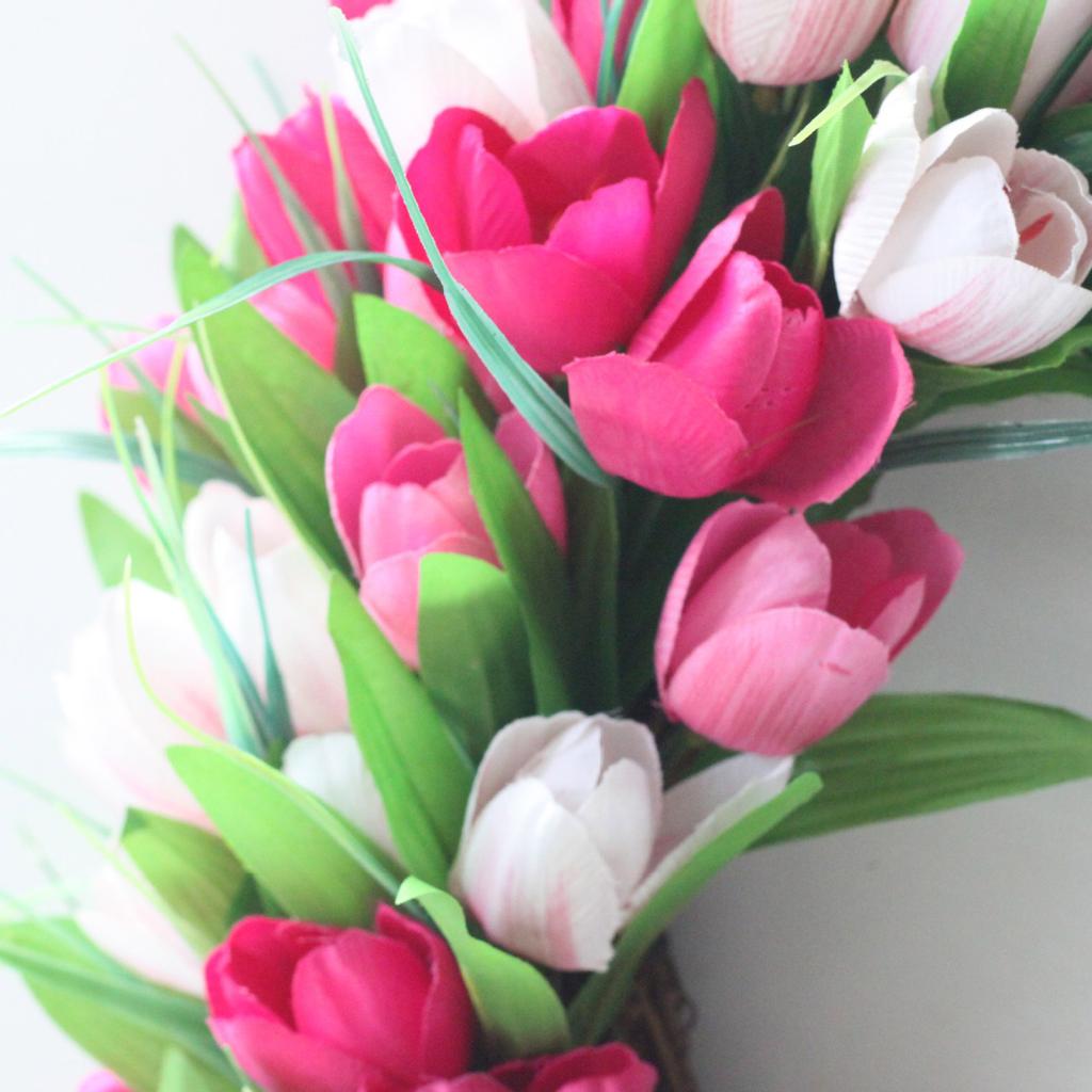 Artificial Flower Wreath Lifelike Handcrafted Front Door Spring Summer Wreath for Indoor Outdoor Holiday Weddings 50cm