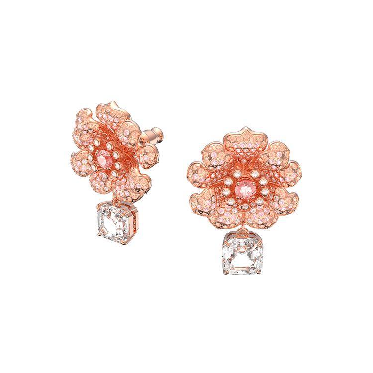 

Swarovski Connexus Heart Lotus Flower Shaped Gold Plated Earrings Women earrings 5615101 Box (Random Color)