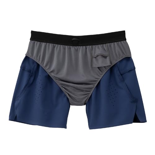 Dry Stretch Premium Running Shorts with Inner Lining, Quick-Drying, Men's, Estate Blue, Size M (J2MBC002)
