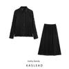 Kaslead New Arrival Women's Fashion Style Pleated Comfortable Long Sleeve Shirt Skirt 4387291 4387290