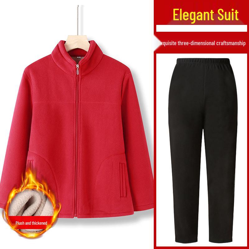 Women's Fleece Hoodie Jacket for Elderly - Winter & Spring Wear