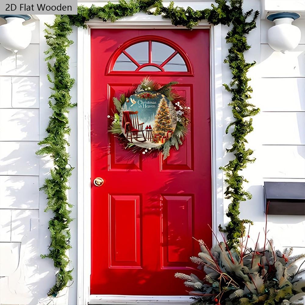 Classic Cardinal Wooden Christmas Sign - Christmas In Heaven Round Sign for Front Door, Wall Hanging Decor - Ideal Christmas Decoration