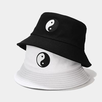Punk Yin Yang Print Couple Bucket Hat Outdoor Travel Caps Chic Casual Sun Cap Hats For Women Teenage Hair Accessories