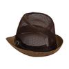 British Style Trilby Hat Straw Weaving Fedoras Hat for Gentlemen Camping Travel