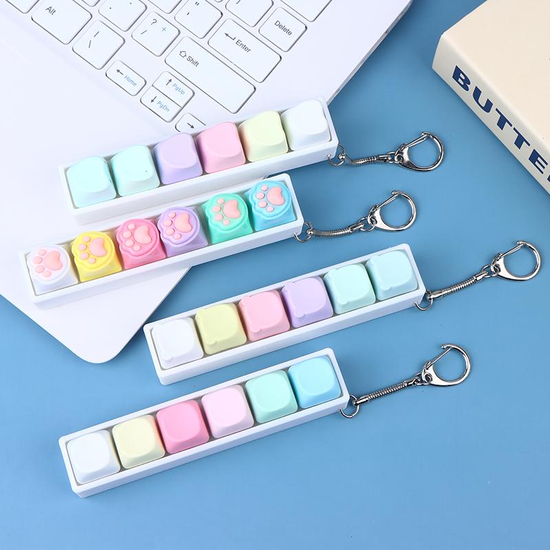 Mechanical Keyboard Switch Keychain 6 Key Toy For Stress Relief, Diy Pressing Sensory Gift For Adults