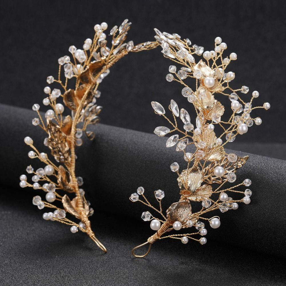 Beaded Bridal Headband Zinc Zinc Alloy Leaf Bridal Tiara Hair Vine Premium Women Hair Jewelry  Bridesmaids