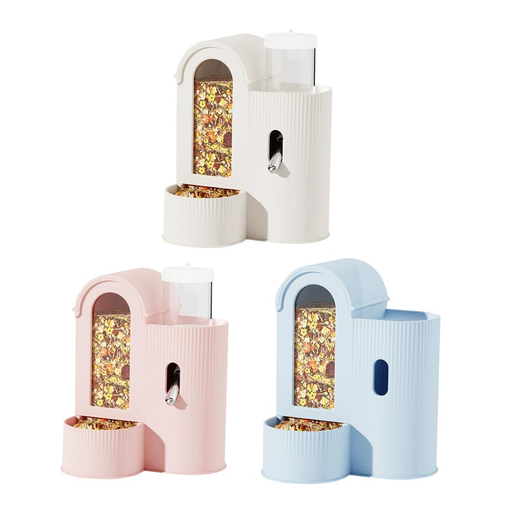 2-in-1 Automatic Bunny Feeder No Drip Hamster Feeder And Waterer Automatic Food Bowl for Hamster Guinea Pig Glass/Wire Cage Home