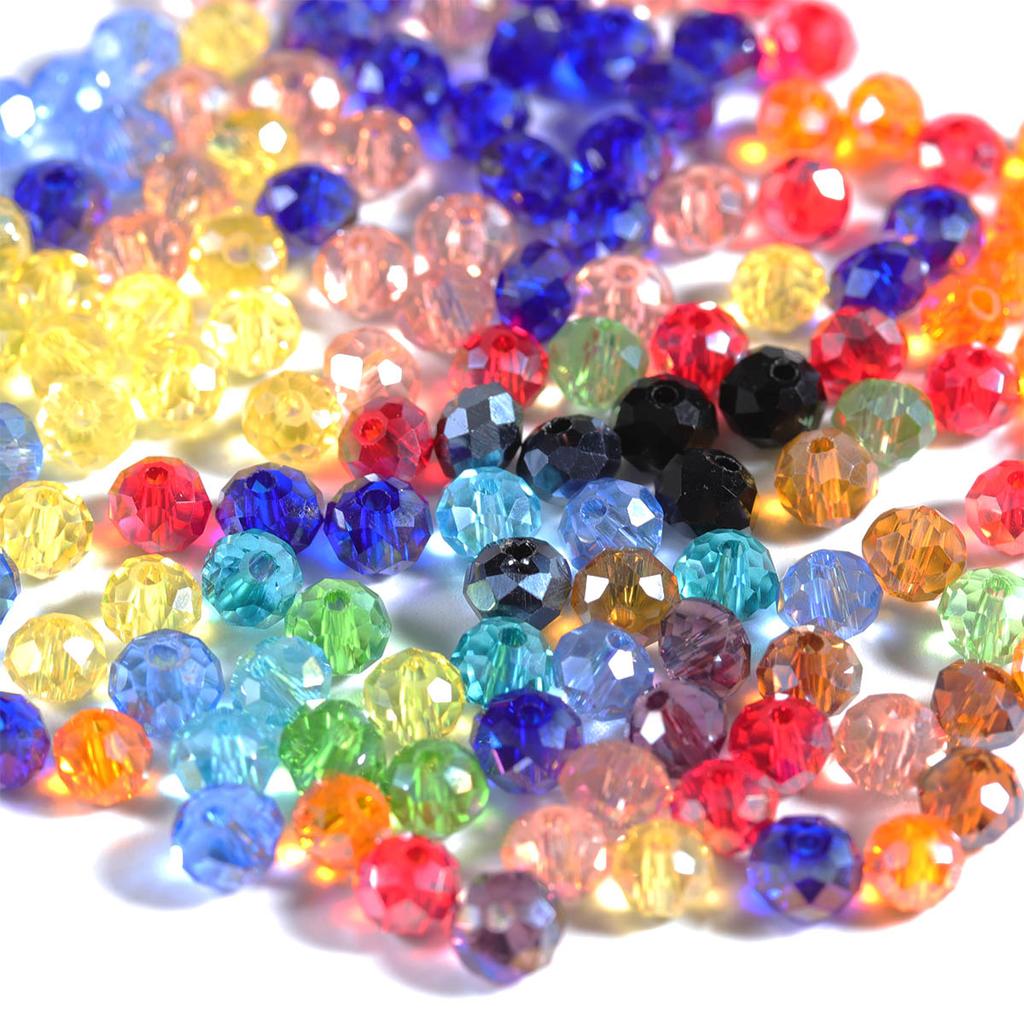 50-200pcs Faceted Crystal Beads 3/4/6/8/10mm Transparent Mixed Color Glass Loose Beads For Jewelry Making DIY Bracelets Necklace