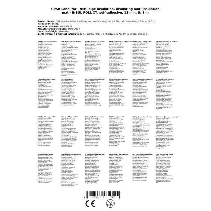 Self-Adhesive Pipe Insulation, Insulating Foam, Thermal Insulation 13mm