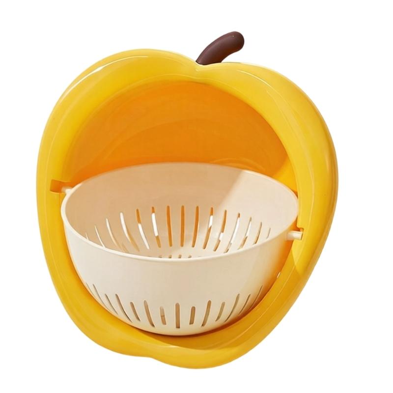 

Durable PP Materials Kitchen Drainer Basket Lovely Fruit Shape Colander For Fruits Vegetables Snacks Storage And Display жёлтый